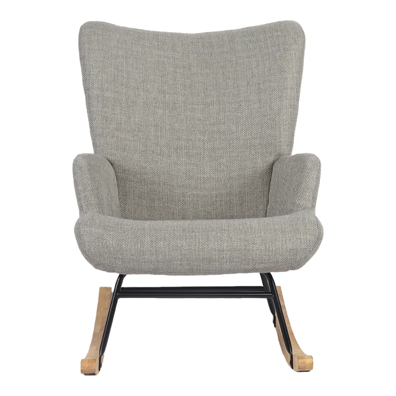 Rotating armchair Jianna pakoworld light grey fabric and legs in natural color 79x64x89cm
