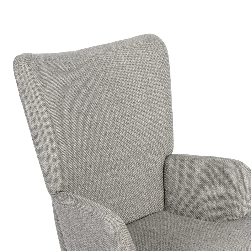 Rotating armchair Jianna pakoworld light grey fabric and legs in natural color 79x64x89cm