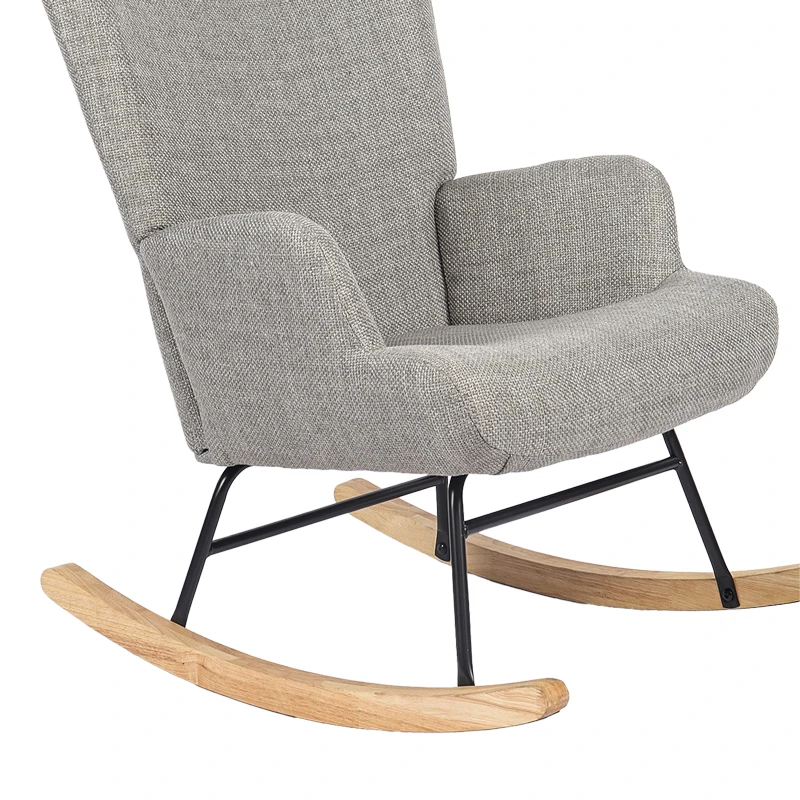 Rotating armchair Jianna pakoworld light grey fabric and legs in natural color 79x64x89cm
