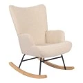 Rotating armchair Jianna pakoworld cream fabric and legs in natural color 79x64x89cm