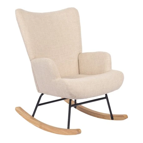 Rotating armchair Jianna pakoworld cream fabric and legs in natural color 79x64x89cm