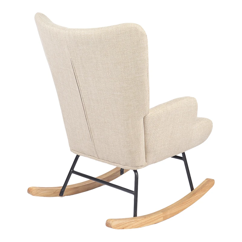 Rotating armchair Jianna pakoworld cream fabric and legs in natural color 79x64x89cm