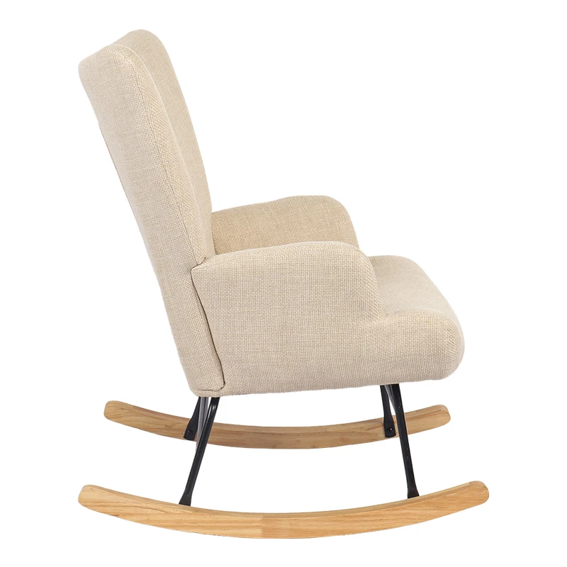 Rotating armchair Jianna pakoworld cream fabric and legs in natural color 79x64x89cm