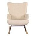 Rotating armchair Jianna pakoworld cream fabric and legs in natural color 79x64x89cm