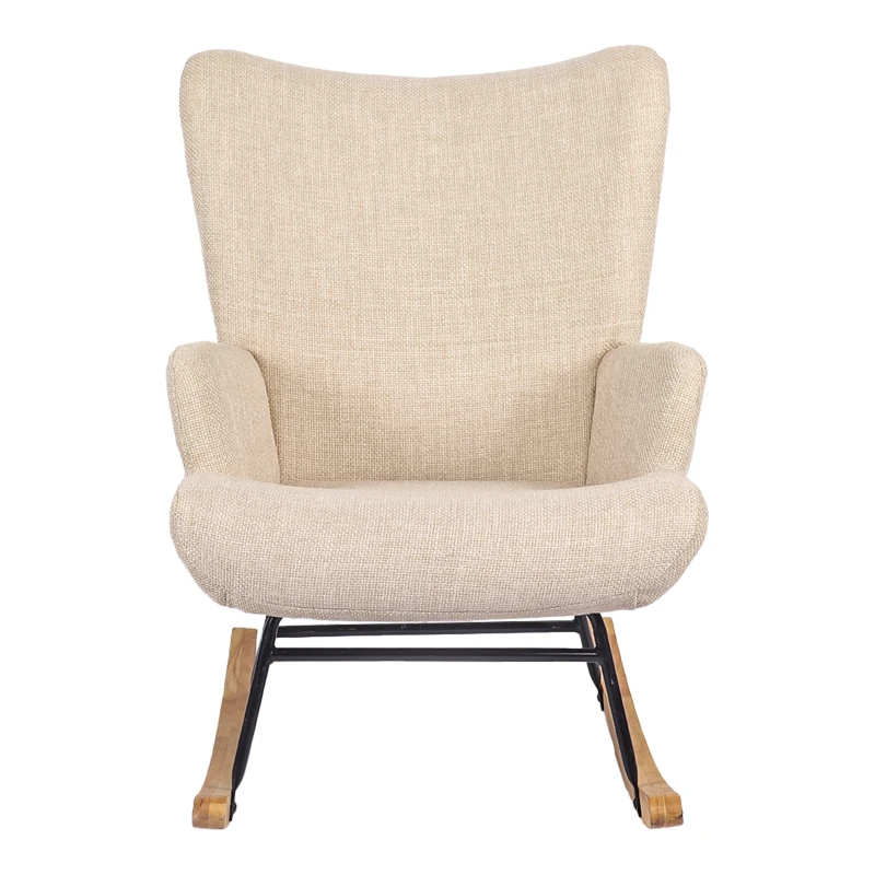 Rotating armchair Jianna pakoworld cream fabric and legs in natural color 79x64x89cm