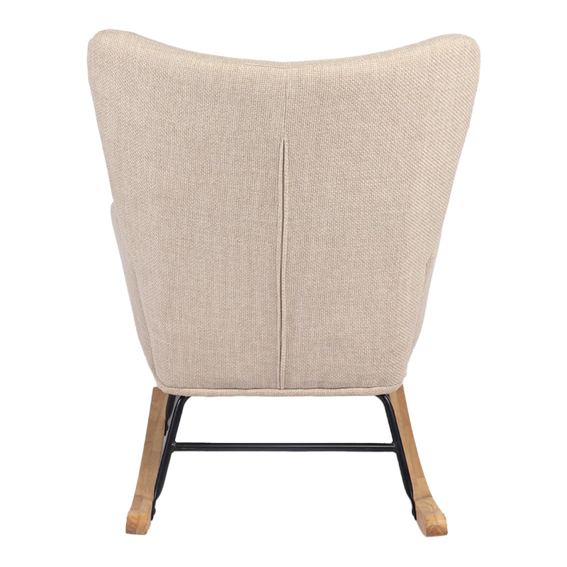 Rotating armchair Jianna pakoworld cream fabric and legs in natural color 79x64x89cm