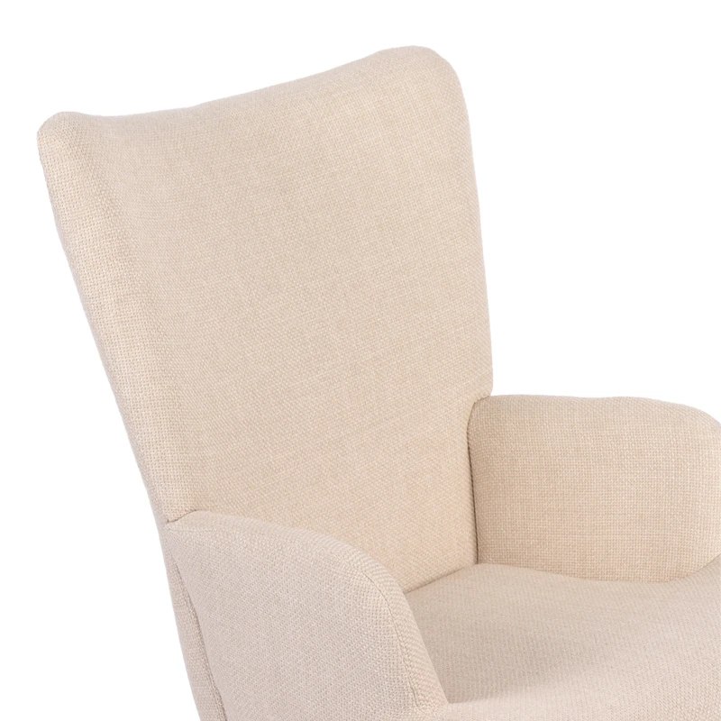 Rotating armchair Jianna pakoworld cream fabric and legs in natural color 79x64x89cm