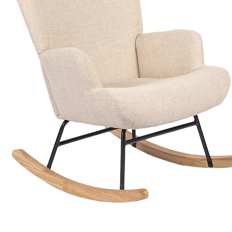 Rotating armchair Jianna pakoworld cream fabric and legs in natural color 79x64x89cm