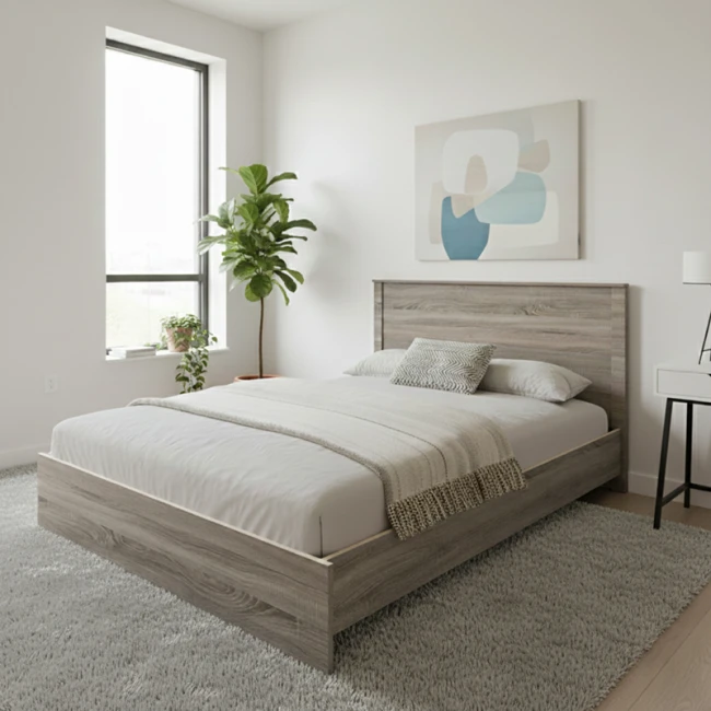 Κρεβάτι Athos pakoworld σε sonoma απόχρωση 140x200εκ