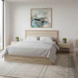 Κρεβάτι Athos pakoworld σε sonoma απόχρωση 160x200εκ