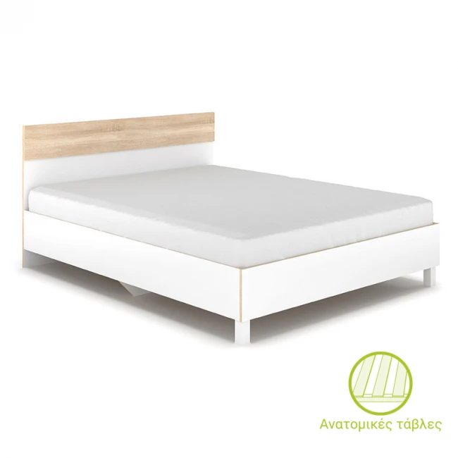 Double bed Awell pakoworld color sonoma-white 160x200cm