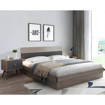Double storage bed Daizy pakoworld light walnut-grey 150x200cm