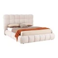 Double bed Abena pakoworld ecru boucle fabric with storage space 160x200cm