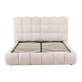 Double bed Abena pakoworld ecru boucle fabric with storage space 160x200cm