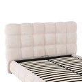 Double bed Abena pakoworld ecru boucle fabric with storage space 160x200cm