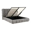 Double bed Abena pakoworld grey boucle fabric with storage space 160x200cm