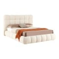 Double bed Abena pakoworld beige boucle fabric with storage space 160x200cm