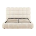 Double bed Abena pakoworld beige boucle fabric with storage space 160x200cm