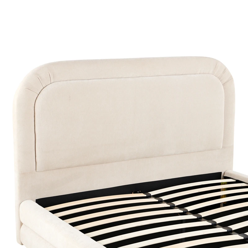 Double bed Arlia pakoworld beige fabric 160x200cm