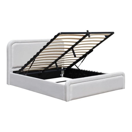 Double bed with storage space Bendy pakoworld gray beige fabric 160x200cm