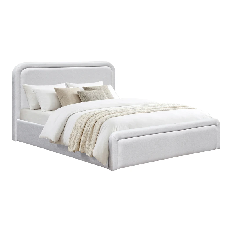 Double bed with storage space Bendy pakoworld gray beige fabric 160x200cm
