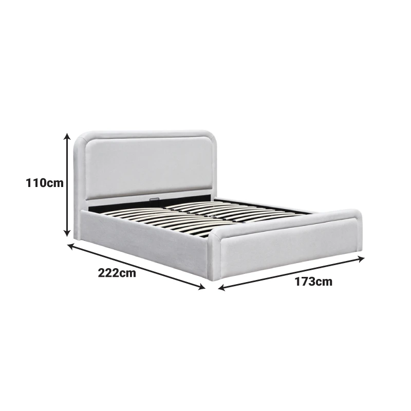 Double bed with storage space Bendy pakoworld gray beige fabric 160x200cm