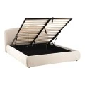 Double bed Cardia pakoworld with storage space beige grey fabric 160x200cm