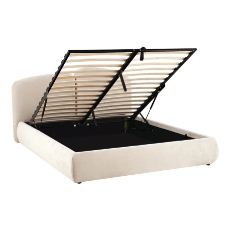 Double bed Cardia pakoworld with storage space beige grey fabric 160x200cm