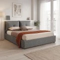 Double bed Dorma pakoworld with storage space anthracite fabric 160x200cm