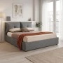 Double bed Dorma pakoworld with storage space anthracite fabric 160x200cm