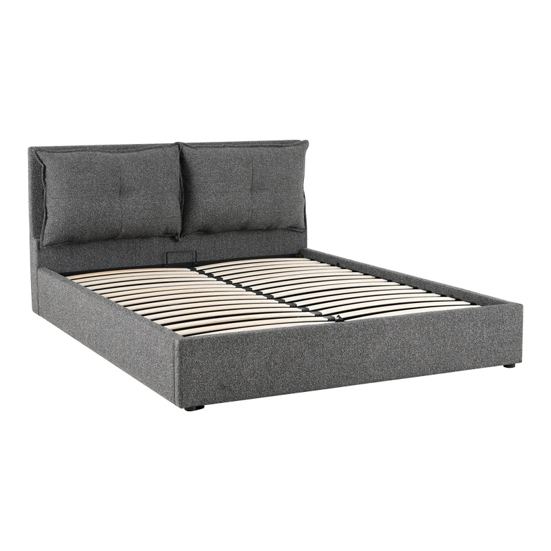 Double bed Dorma pakoworld with storage space anthracite fabric 160x200cm