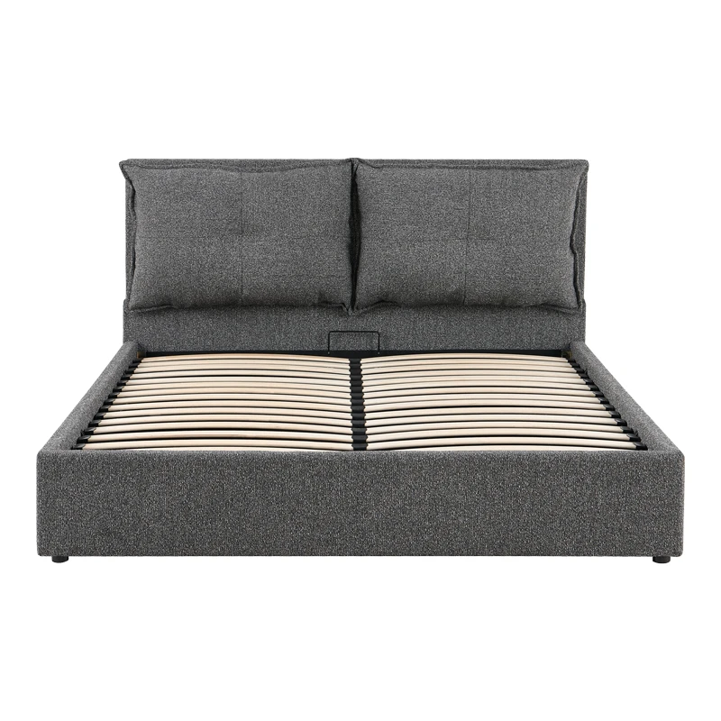 Double bed Dorma pakoworld with storage space anthracite fabric 160x200cm