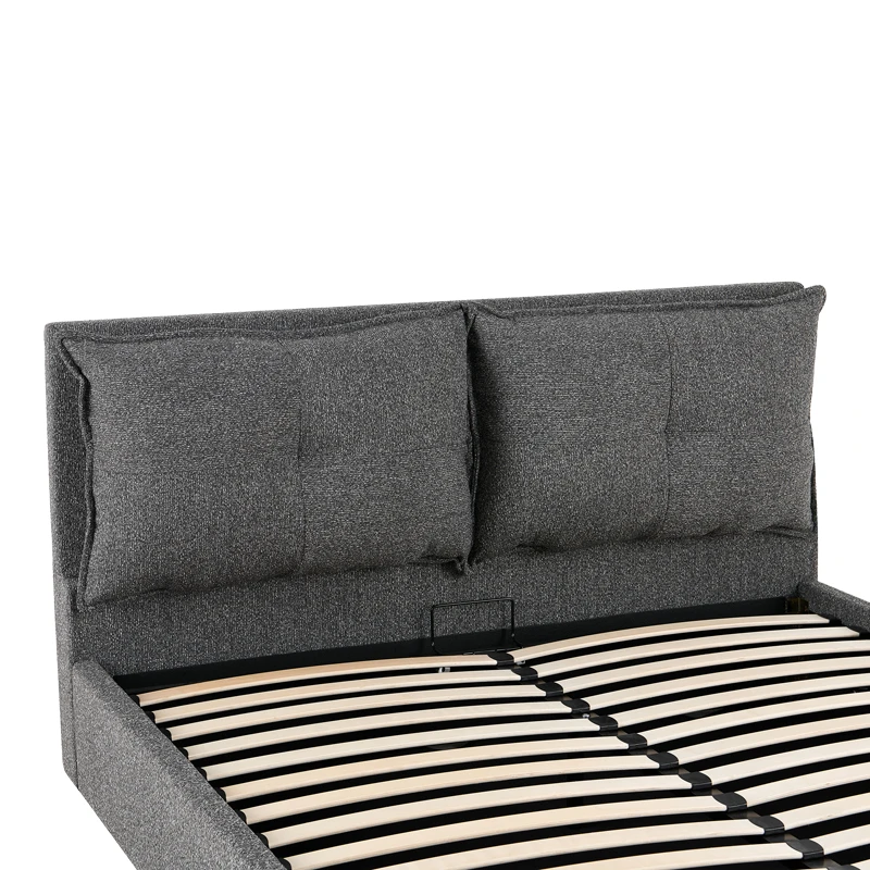 Double bed Dorma pakoworld with storage space anthracite fabric 160x200cm