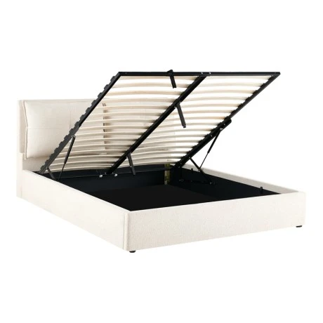 Double bed Dorma pakoworld with storage space ecru fabric 160x200cm