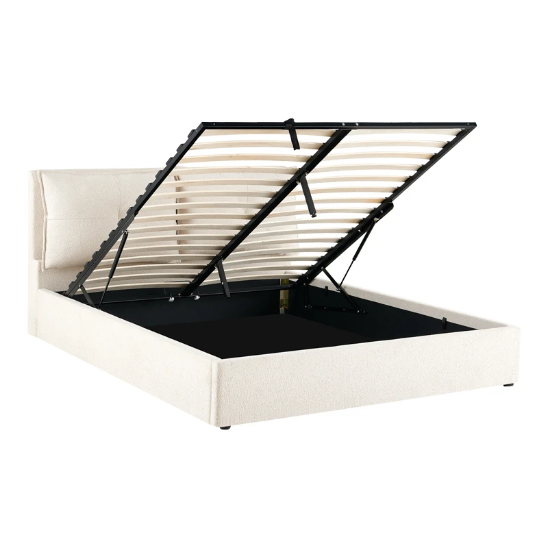 Double bed Dorma pakoworld with storage space ecru fabric 160x200cm