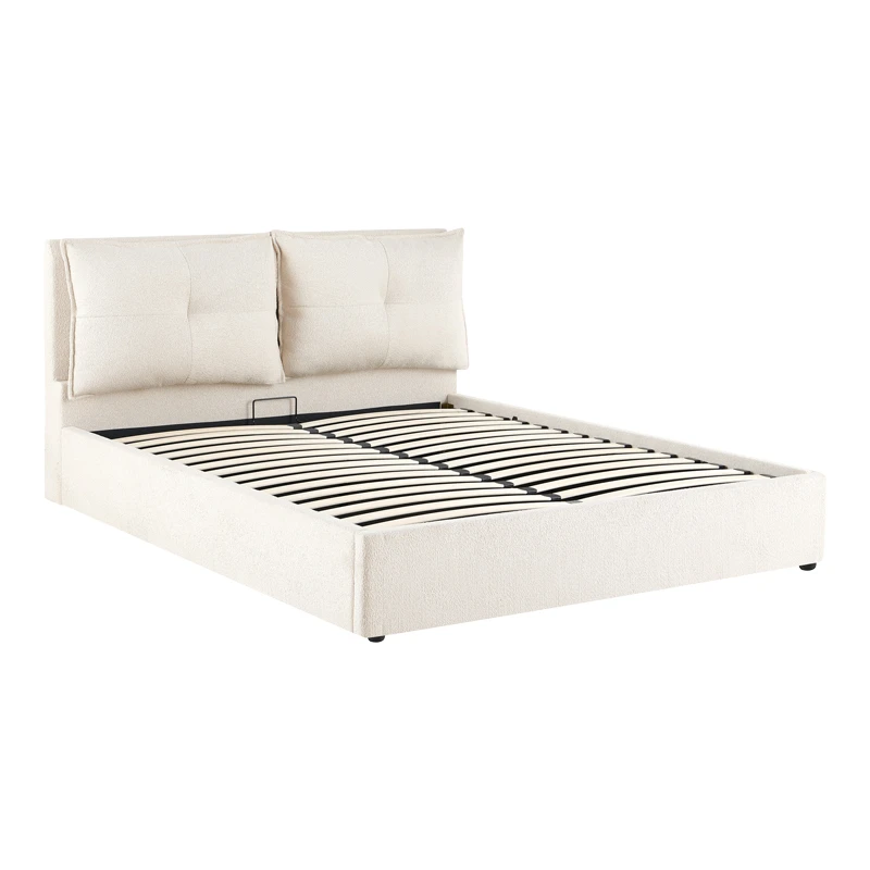 Double bed Dorma pakoworld with storage space ecru fabric 160x200cm