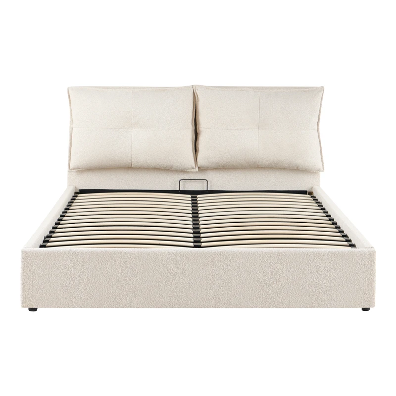 Double bed Dorma pakoworld with storage space ecru fabric 160x200cm