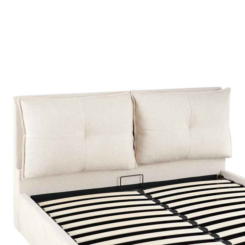 Double bed Dorma pakoworld with storage space ecru fabric 160x200cm