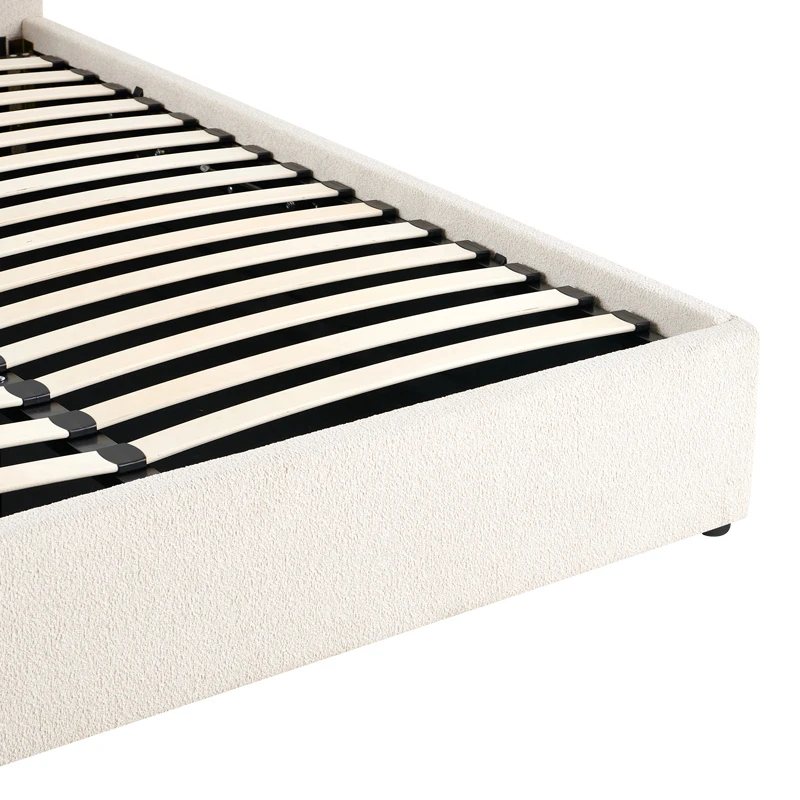 Double bed Dorma pakoworld with storage space ecru fabric 160x200cm