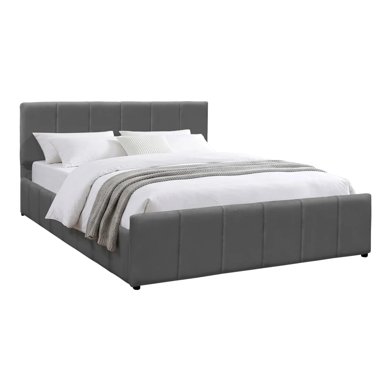 Double bed Doulia pakoworld anthracite velvet 150x200cm