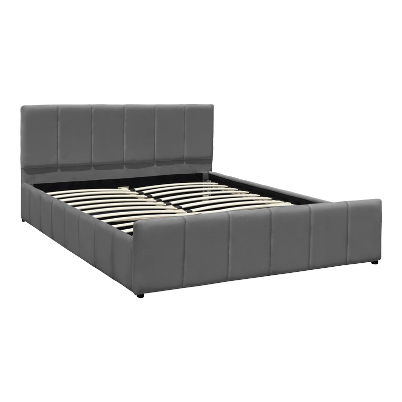 Double bed Doulia pakoworld anthracite velvet 150x200cm