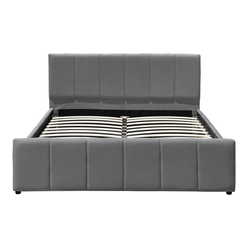 Double bed Doulia pakoworld anthracite velvet 150x200cm