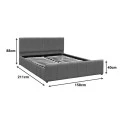 Double bed Doulia pakoworld anthracite velvet 150x200cm