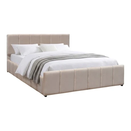 Double bed Doulia pakoworld beige velvet 150x200cm