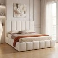 Double bed Ferena pakoworld ecru fabric with storage space 160x200cm