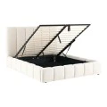 Double bed Ferena pakoworld ecru fabric with storage space 160x200cm