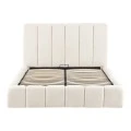 Double bed Ferena pakoworld ecru fabric with storage space 160x200cm