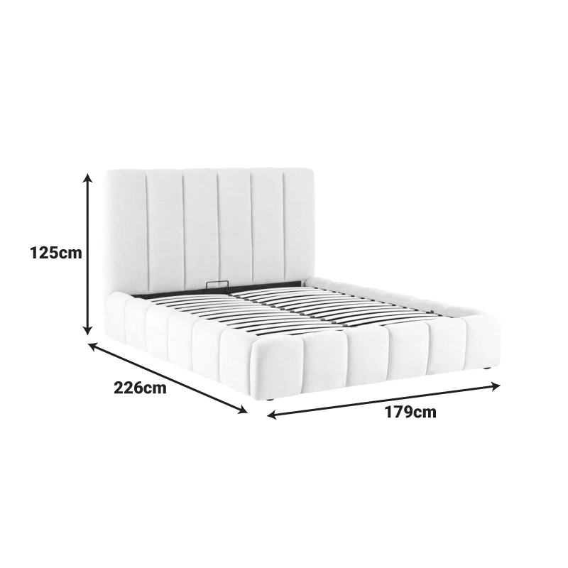 Double bed Ferena pakoworld ecru fabric with storage space 160x200cm