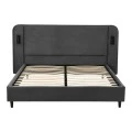 Double bed Fomo pakoworld with LED anthracite fabric 160x200cm