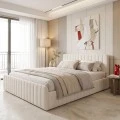 Double bed Myrelia pakoworld gray beige fabric 160x200cm